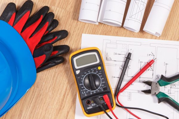 Electrical drawings, multimeter for measurement in electrical installation Electrical drawings, multimeter for measurement in electrical installation